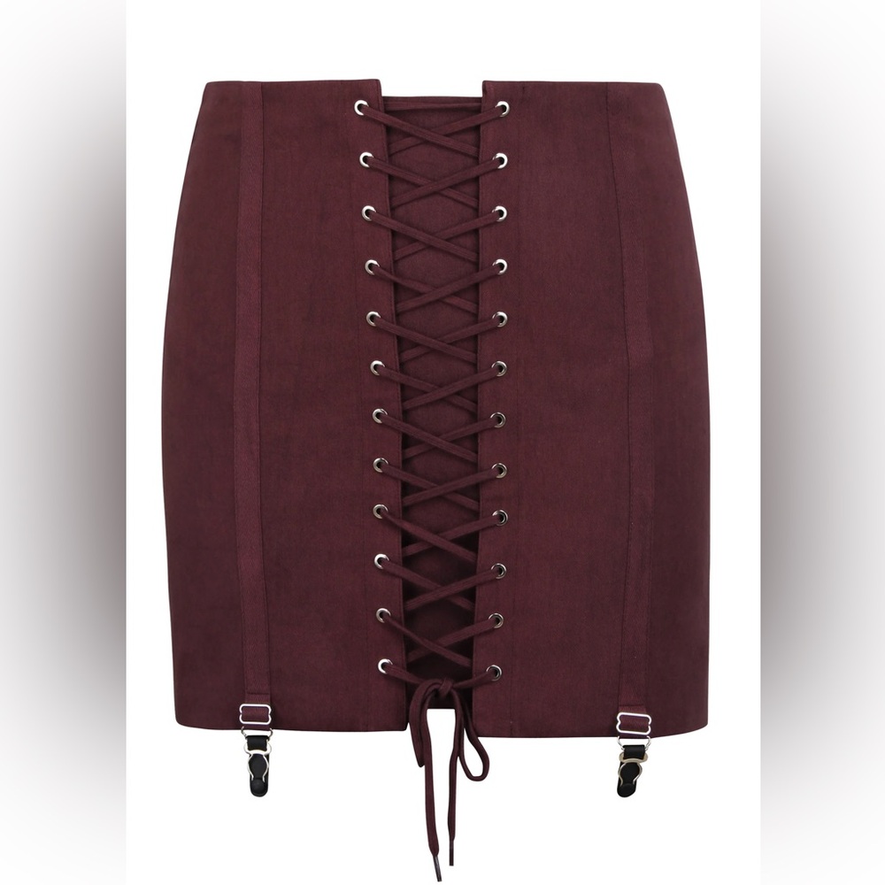 Corset Story Lace Up Mini Skirt with Garter Clips